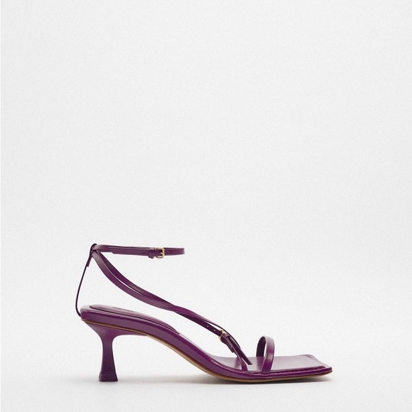 Zara Violet Strappy Heeled Leather Sandals Size 38 (F) - Picture 3 of 6